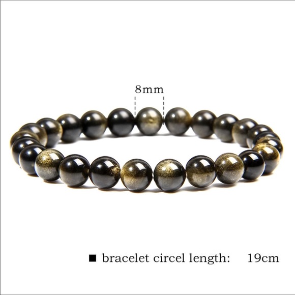 Natural reflective golden obsidian 6 - 10 mm bracelet - Picture 4 of 7